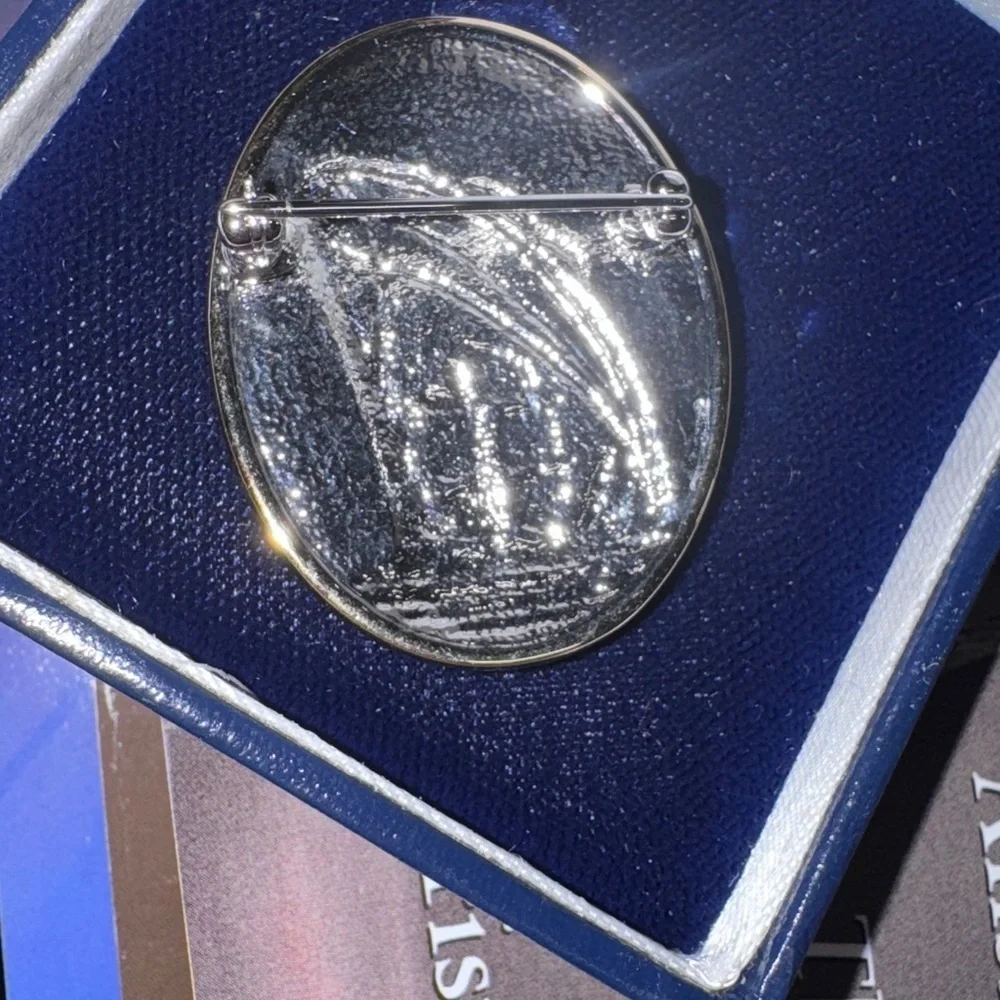 Gold and Silver Oval Brooch - USS ROTTERDAM Frequent Cruiser lots of sparkle